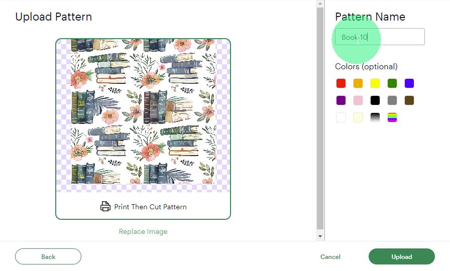 Upload Pattern To Cricut - Name and Add Colours