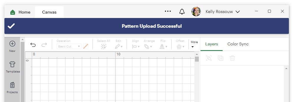 Upload Pattern To Cricut - Confirmation text