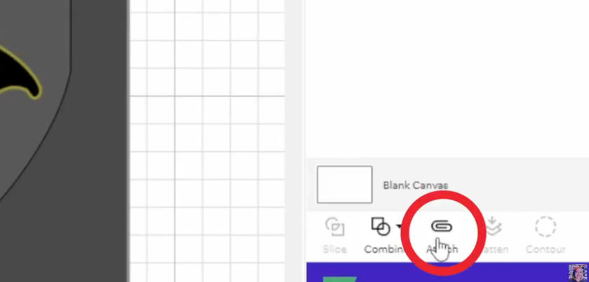 menu showing how to attach in cricut design space