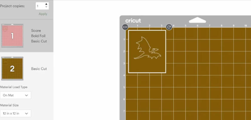 project on mat screen in cricut design space